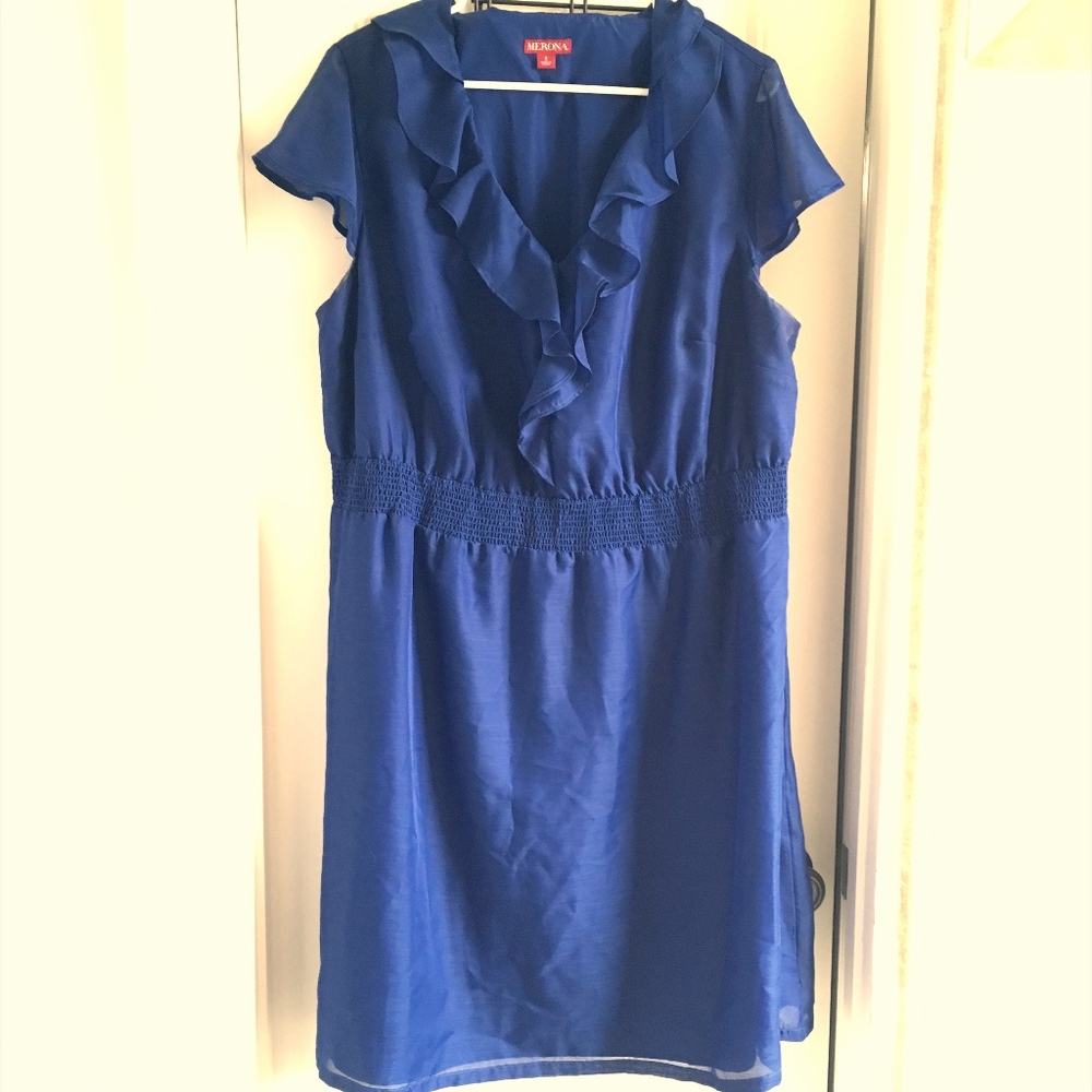 Beautiful Blue Dress with Flutter Neckline